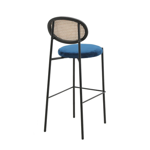 Euston Wicker Bar Stool with Black Powder Coated Steel Frame and Footrest