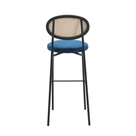 Euston Wicker Bar Stool with Black Powder Coated Steel Frame and Footrest