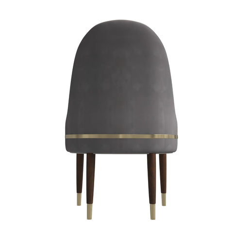 Elara Leather Dining Chair with Elegant Ripple Back and Gold Accents in Rubberwood