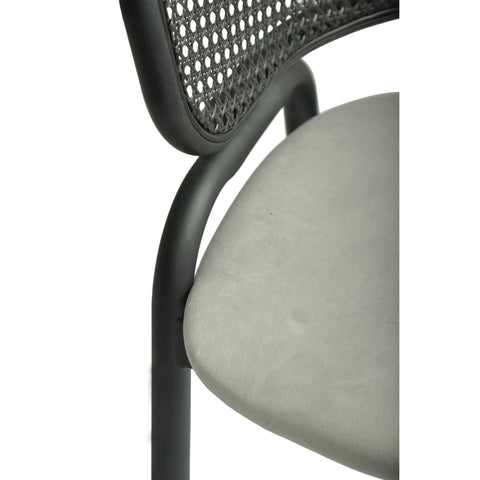 Ervilla Dining Armchair with White/Black Steel Legs and Black/Brown Wicker Back