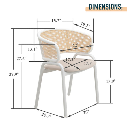 Ervilla Dining Armchair with White/Black Steel Legs and Black/Brown Wicker Back