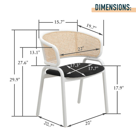 Ervilla Dining Armchair with White/Black Steel Legs and Black/Brown Wicker Back