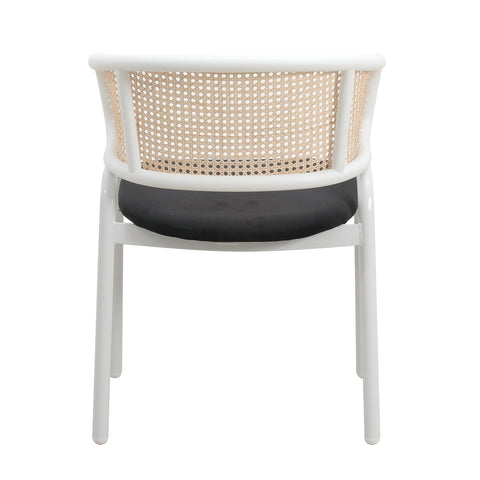 Ervilla Dining Armchair with White/Black Steel Legs and Black/Brown Wicker Back