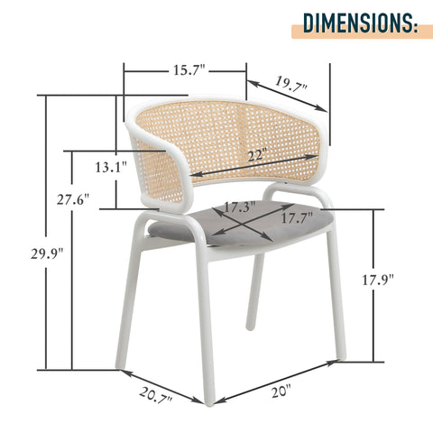 Ervilla Dining Armchair with White/Black Steel Legs and Black/Brown Wicker Back