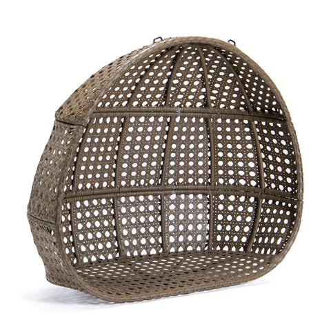 Wicker Hanging Double Egg Beige Swing Chair with an Iron Base