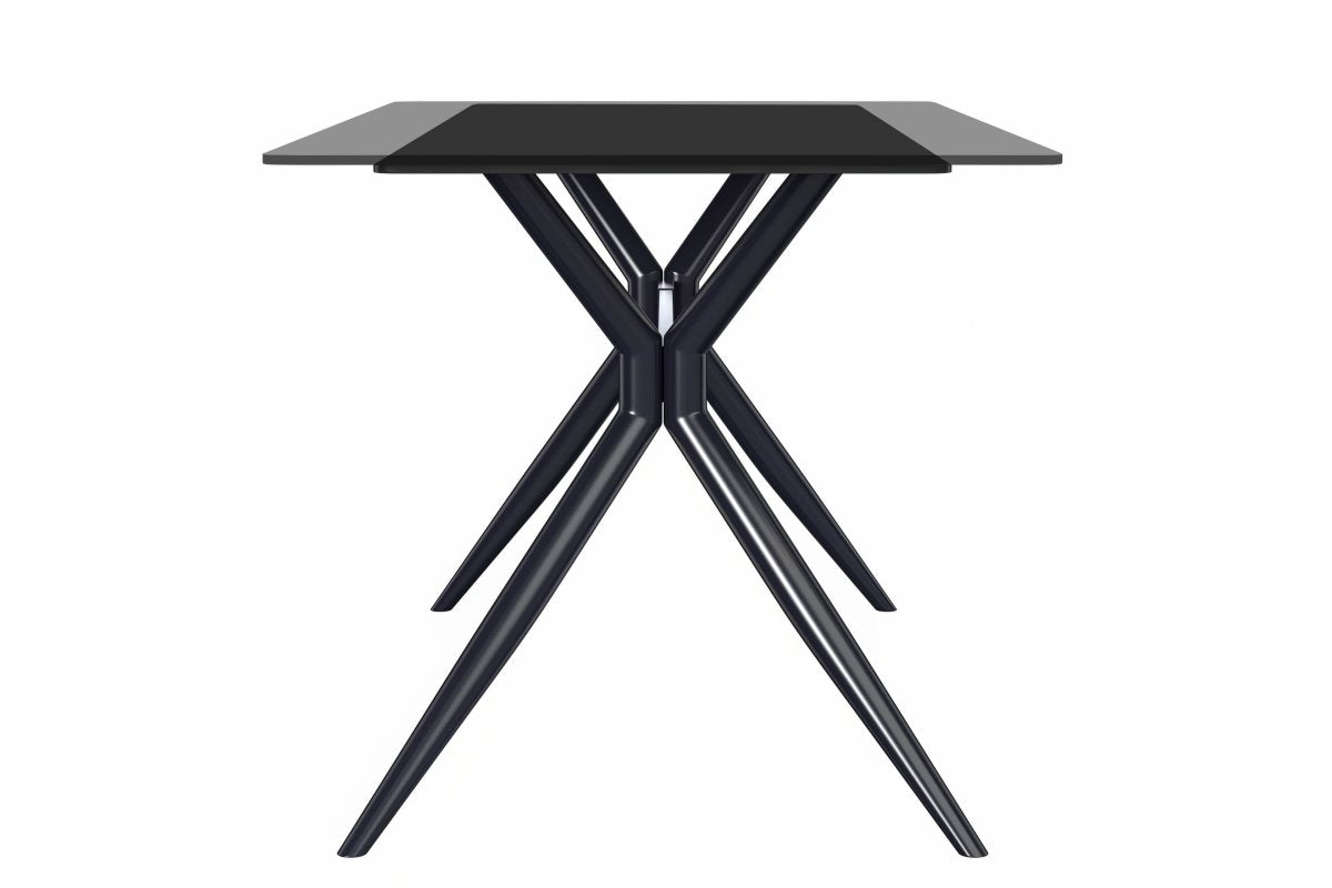 Elega Rectangular Dining Table with Sintered Stone/Glass Rectangular Top and Black Stainless Steel Base