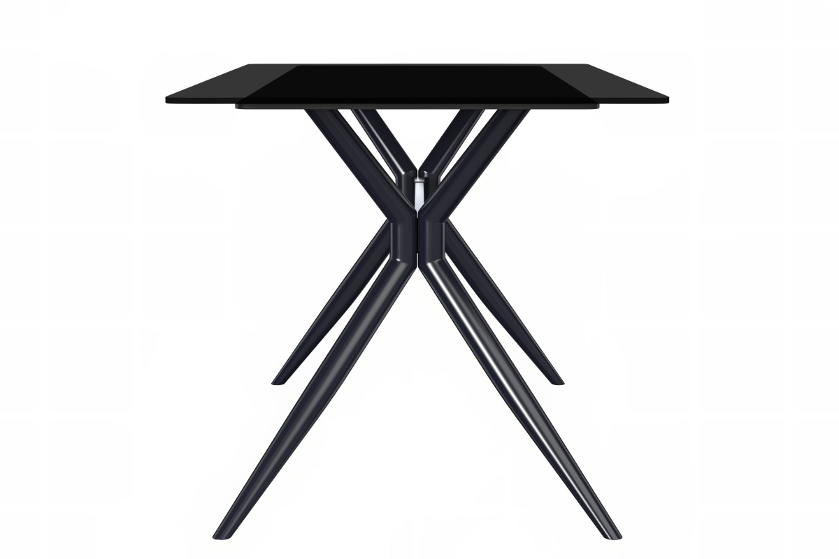 Elega Rectangular Dining Table with Sintered Stone/Glass Rectangular Top and Black Stainless Steel Base
