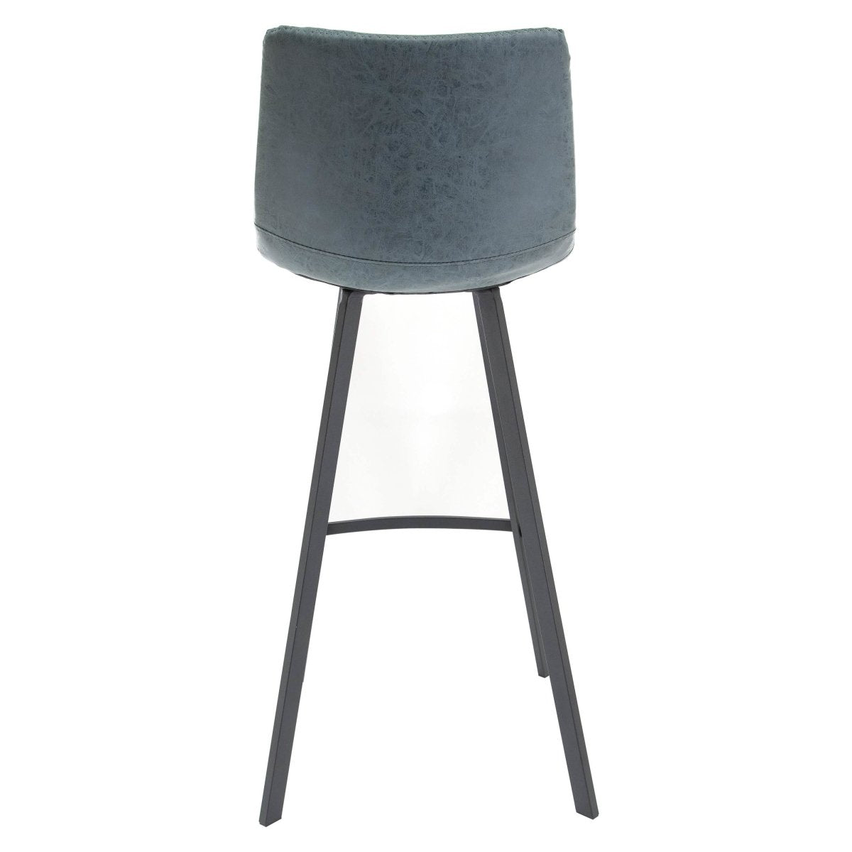 Elland Modern Upholstered Leather Bar Stool With Black/White Iron Legs & Footrest