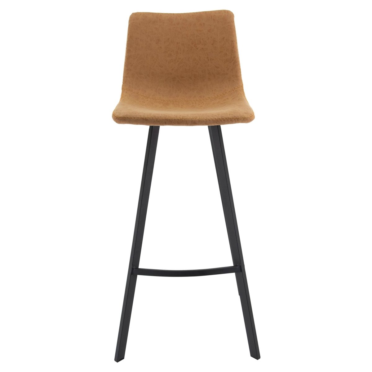 Elland Modern Upholstered Leather Bar Stool With Black/White Iron Legs & Footrest