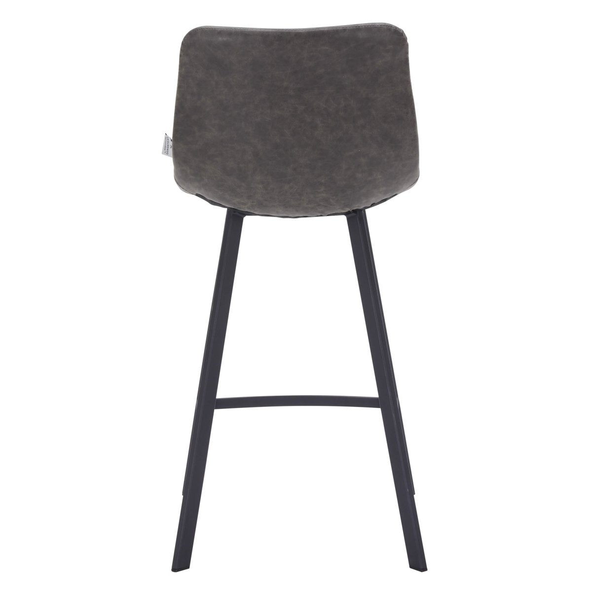 Elland Modern Upholstered Leather Bar Stool With Black/White Iron Legs & Footrest