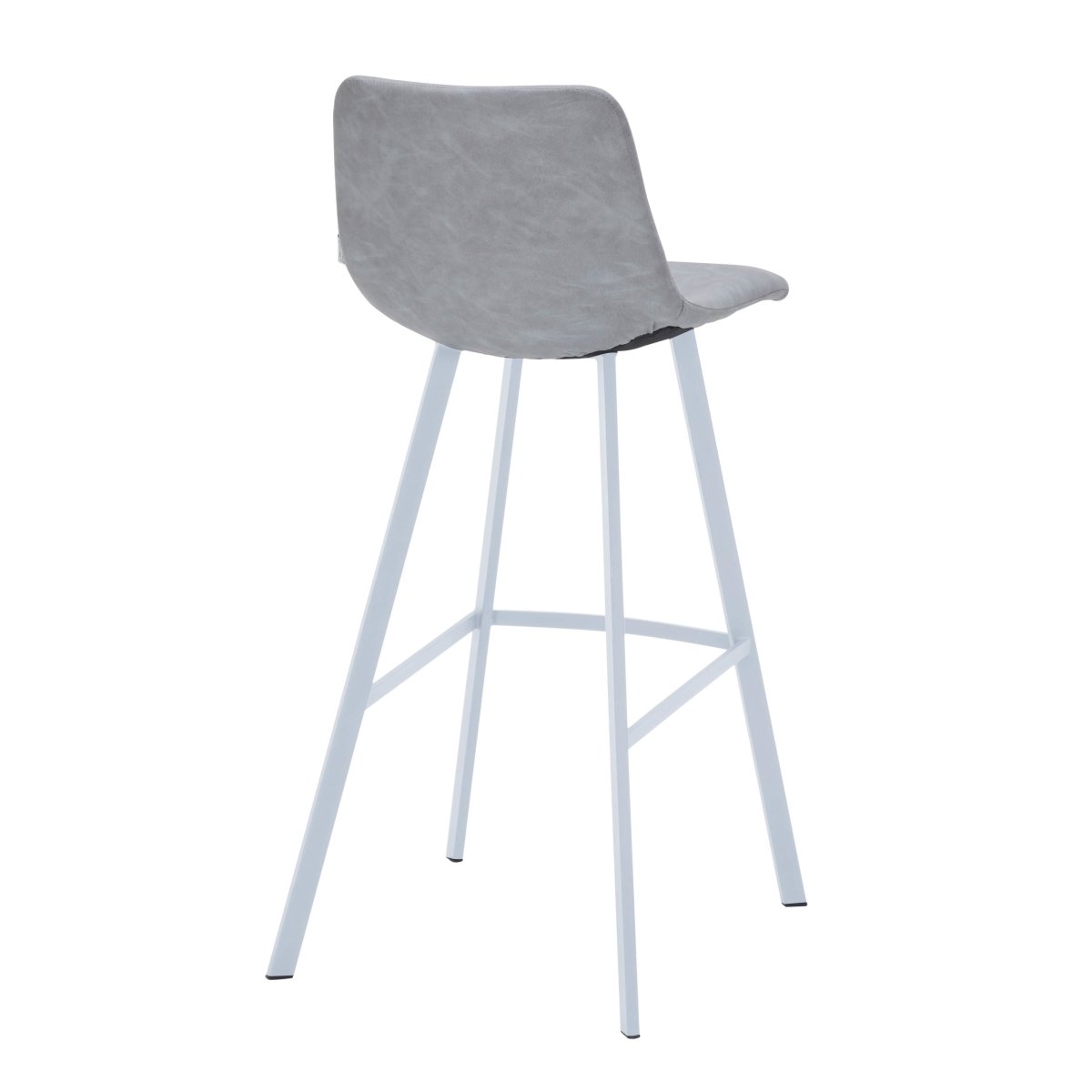 Elland Modern Upholstered Leather Bar Stool With Black/White Iron Legs & Footrest