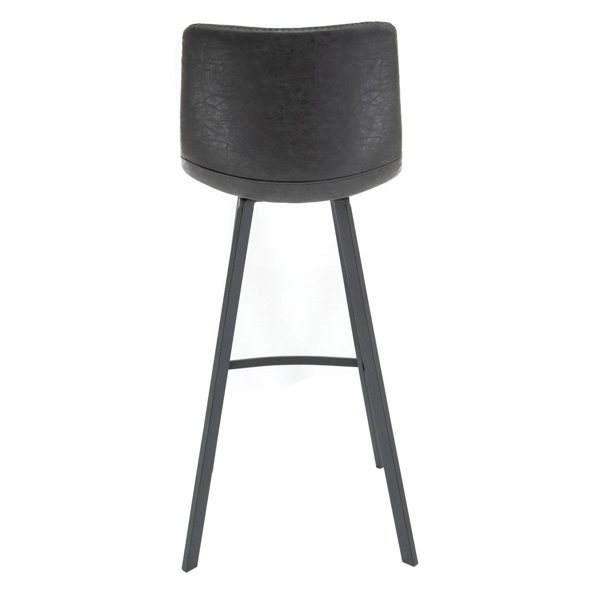 Elland Modern Upholstered Leather Bar Stool With Black/White Iron Legs & Footrest