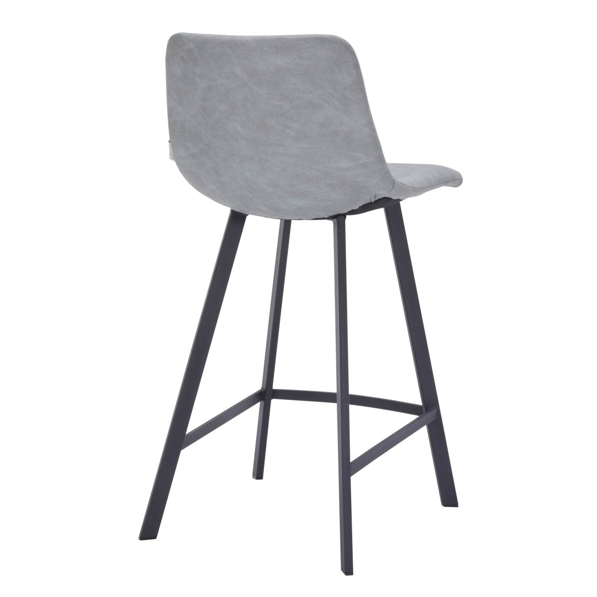 Elland Modern Upholstered Leather Bar Stool With Black/White Iron Legs & Footrest