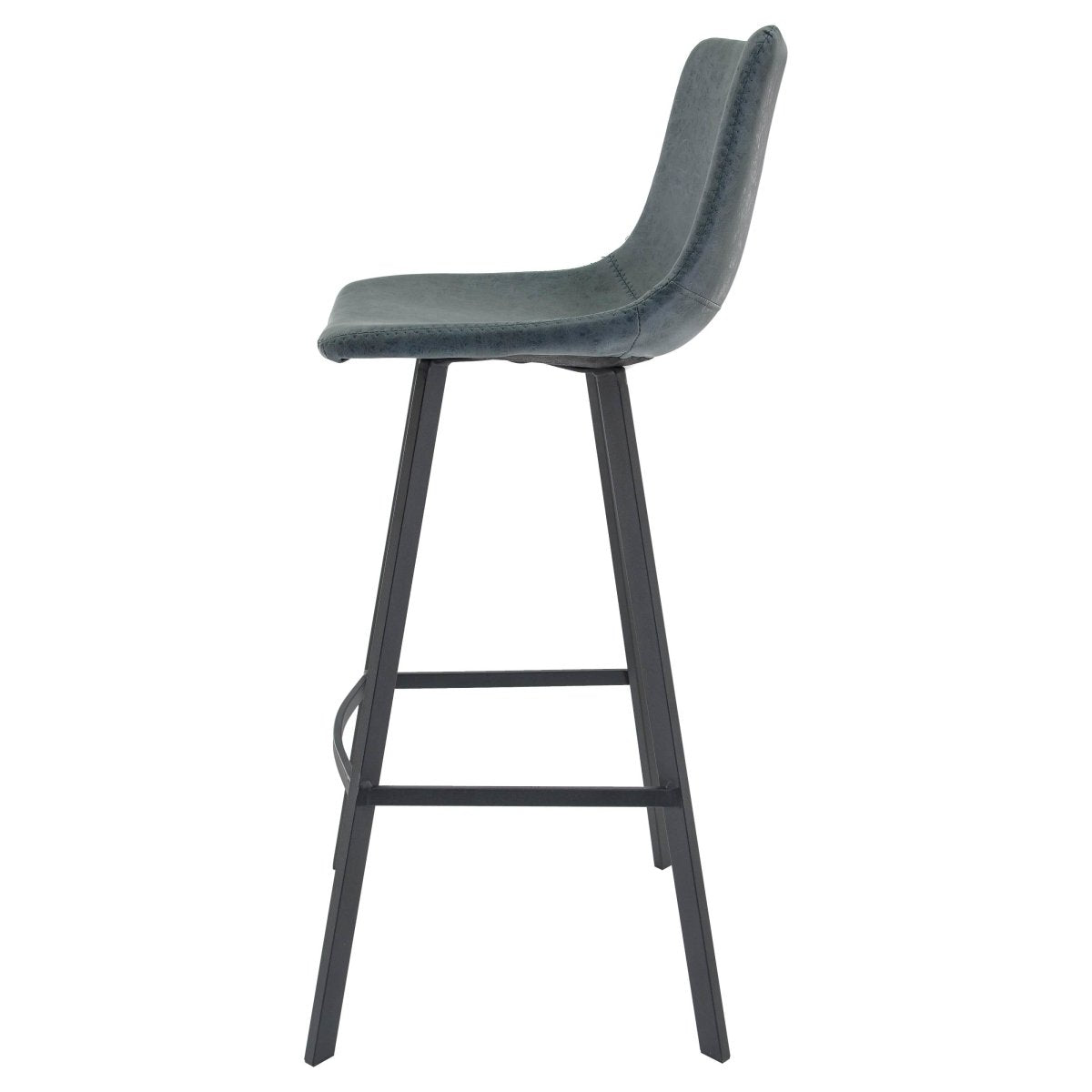 Elland Modern Upholstered Leather Bar Stool With Black/White Iron Legs & Footrest