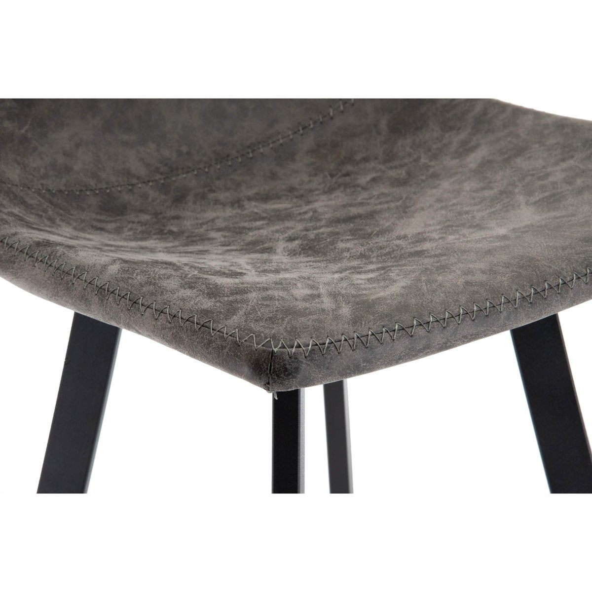 Elland Modern Upholstered Leather Bar Stool With Black/White Iron Legs & Footrest