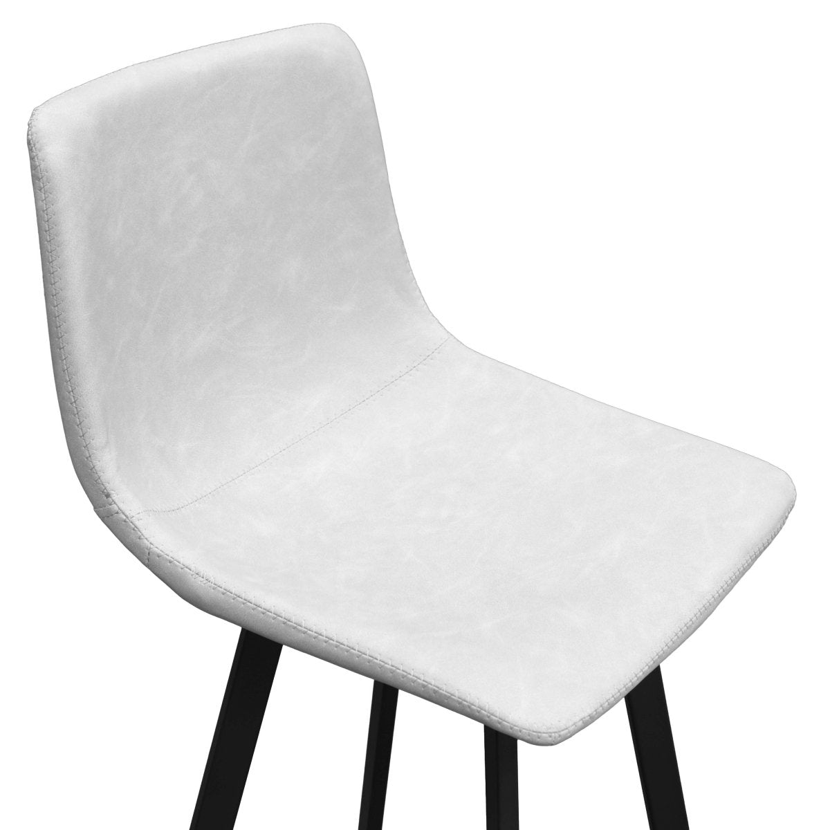 Elland Modern Upholstered Leather Bar Stool With Black/White Iron Legs & Footrest