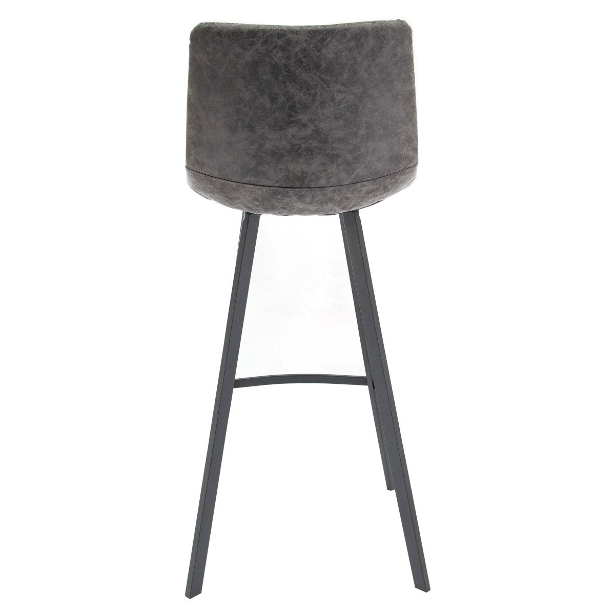 Elland Modern Upholstered Leather Bar Stool With Black/White Iron Legs & Footrest