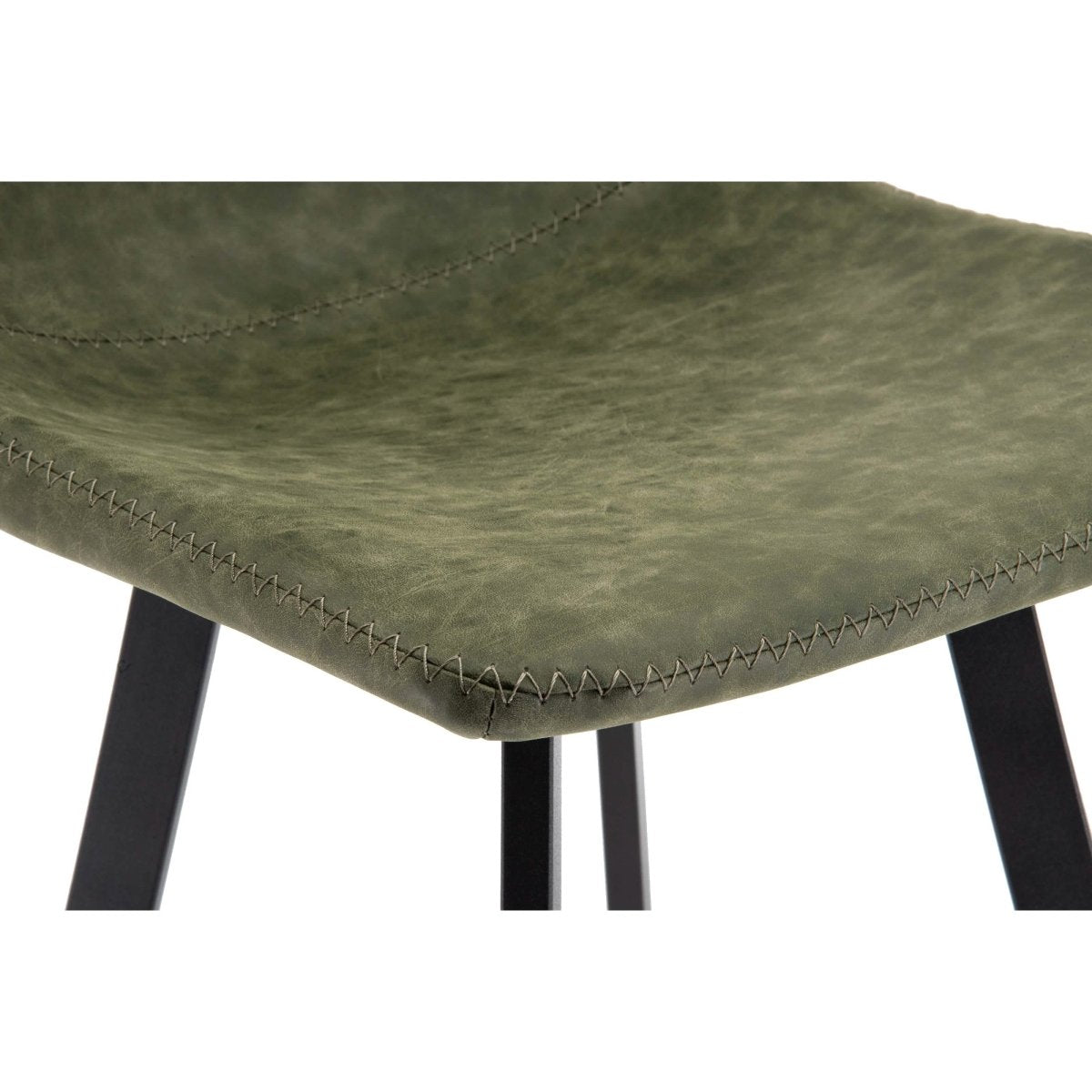 Elland Modern Upholstered Leather Bar Stool With Black/White Iron Legs & Footrest