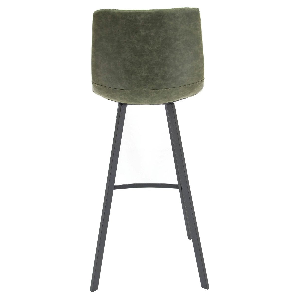 Elland Modern Upholstered Leather Bar Stool With Black/White Iron Legs & Footrest