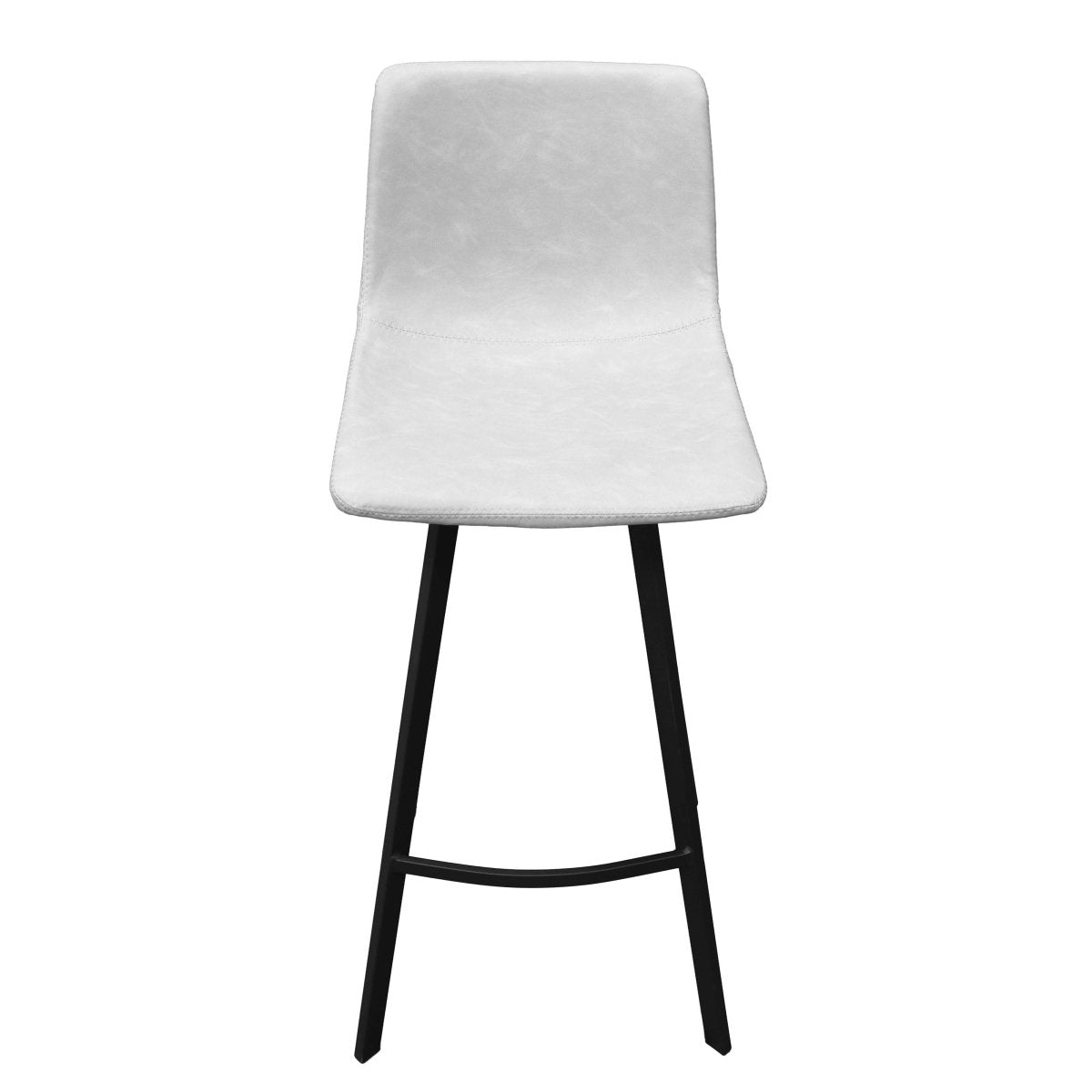 Elland Modern Upholstered Leather Bar Stool With Black/White Iron Legs & Footrest