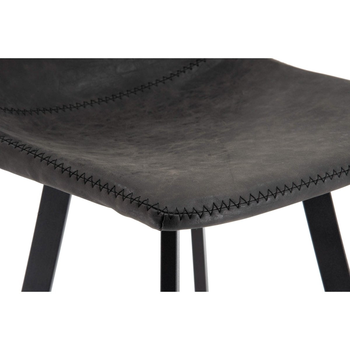 Elland Modern Upholstered Leather Bar Stool With Black/White Iron Legs & Footrest
