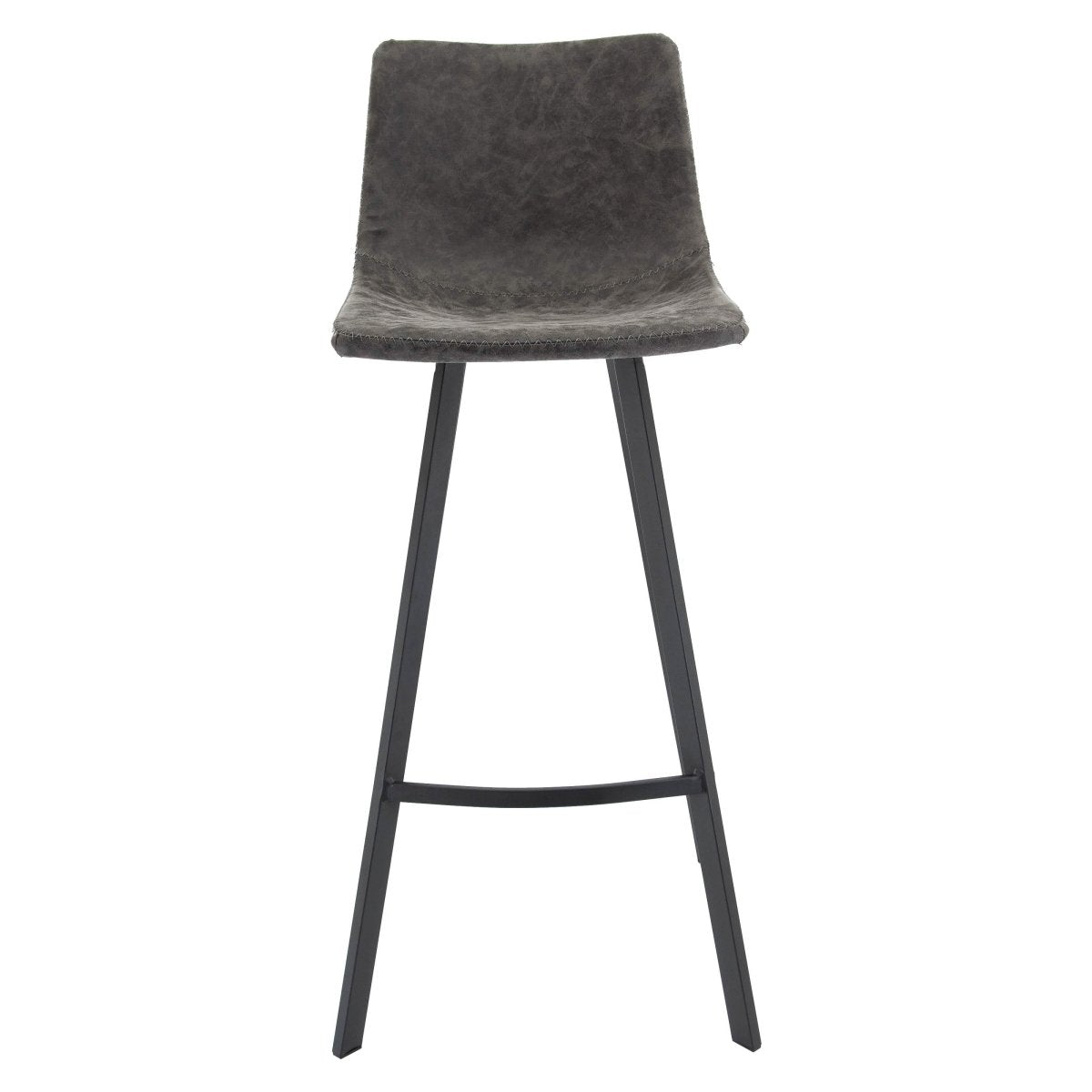 Elland Modern Upholstered Leather Bar Stool With Black/White Iron Legs & Footrest