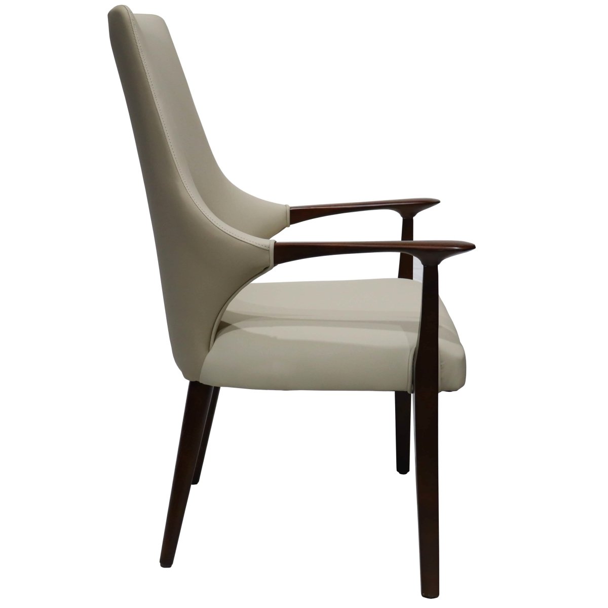 Elm Collection Modern Wooden Dining Arm Chair Upholstered Seat in Lather with Ash Wood Base Set of 4