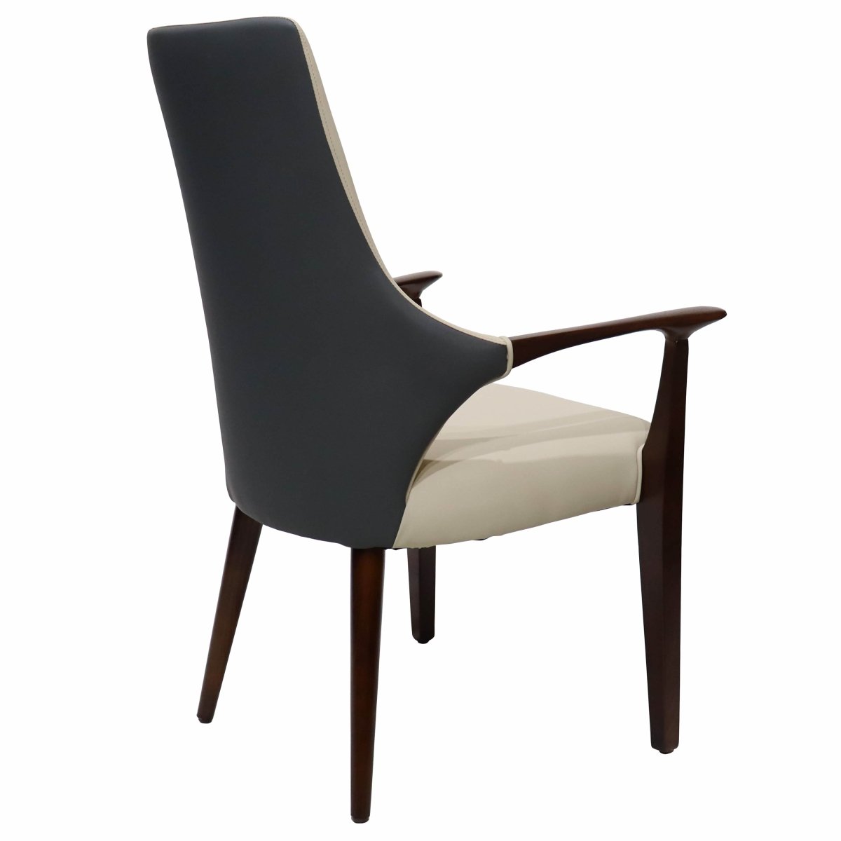 Elm Collection Modern Wooden Dining Arm Chair Upholstered Seat in Lather with Ash Wood Base Set of 4