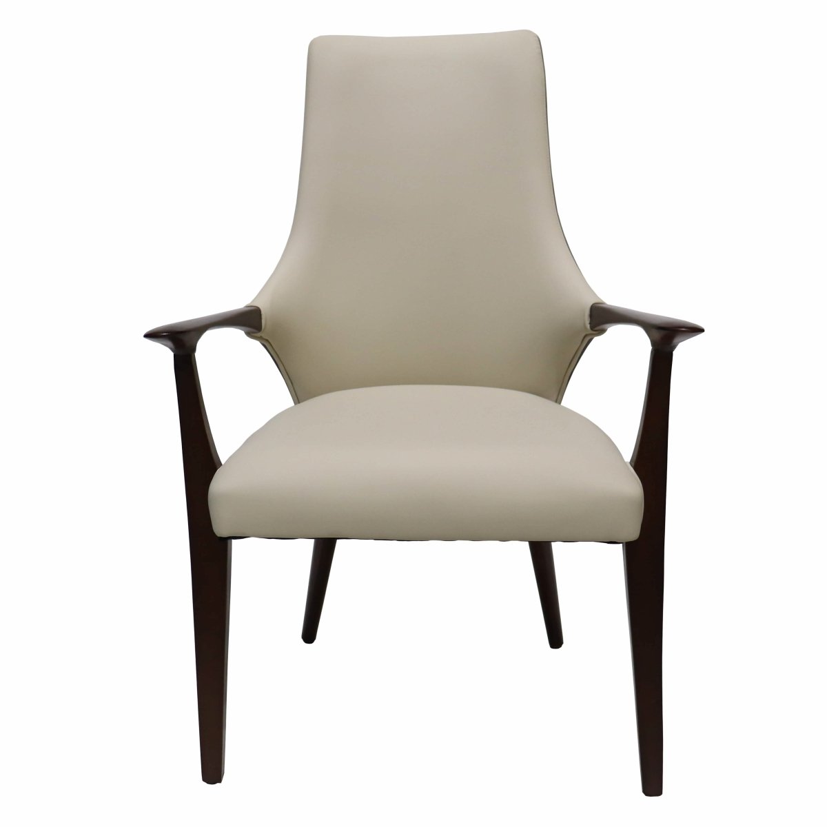 Elm Collection Modern Wooden Dining Arm Chair Upholstered Seat in Lather with Ash Wood Base Set of 4