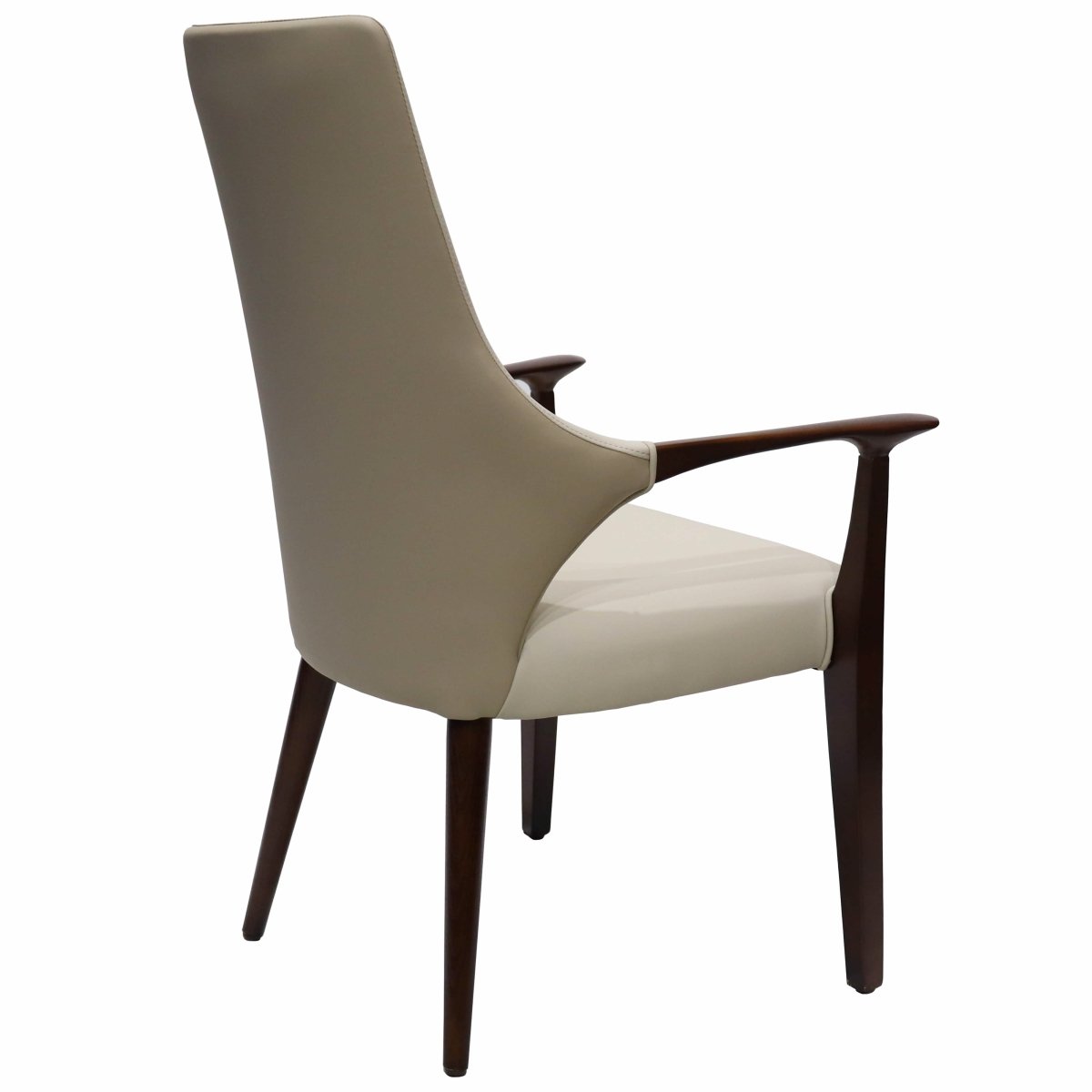 Elm Collection Modern Wooden Dining Arm Chair Upholstered Seat in Lather with Ash Wood Base Set of 4