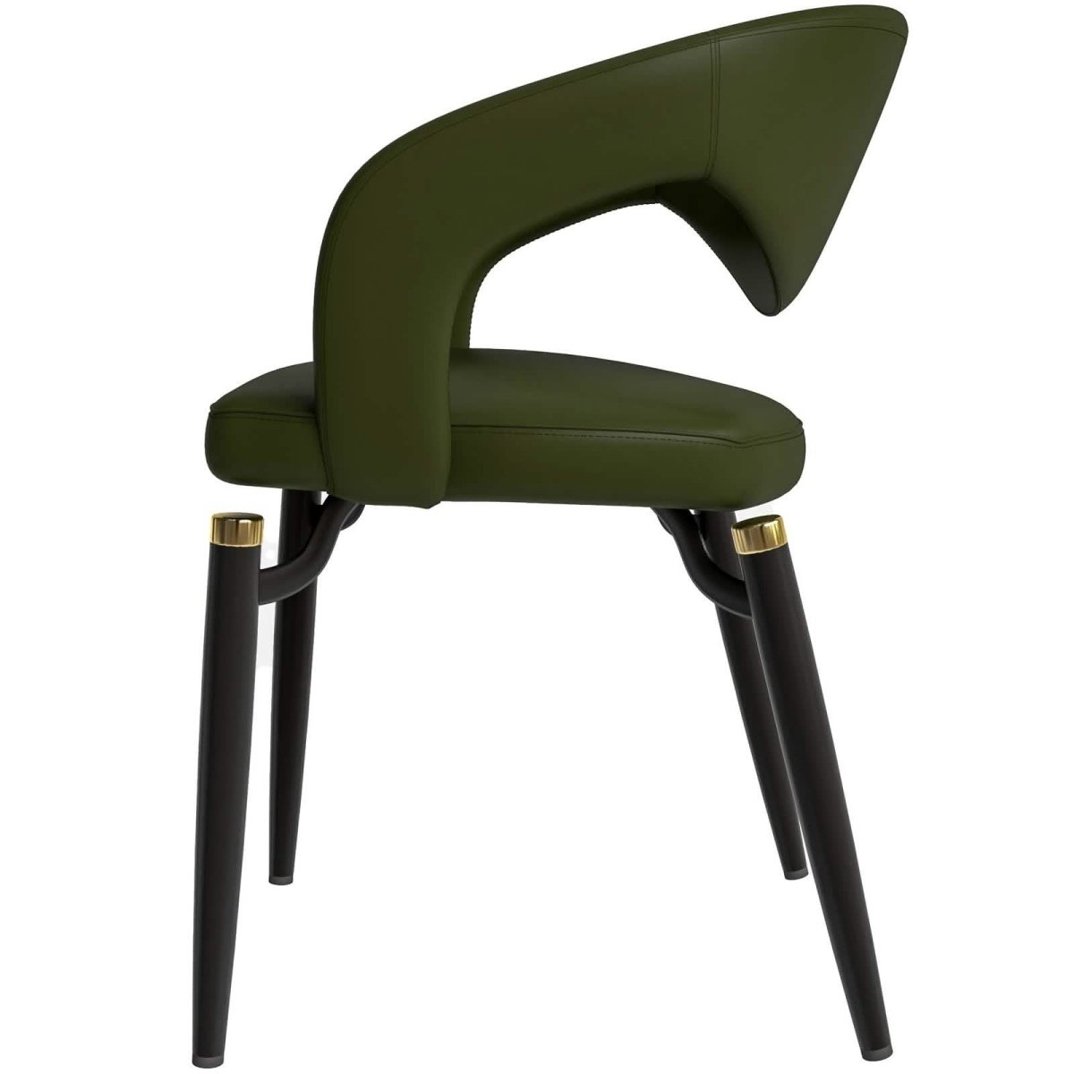 Entice Dining Chairs Upholstered Leather Seat and Curved Back in Black Iron Legs