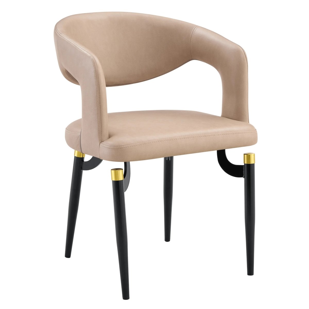 Entice Leather Dining Chair with Curved Open Back and Iron Legs