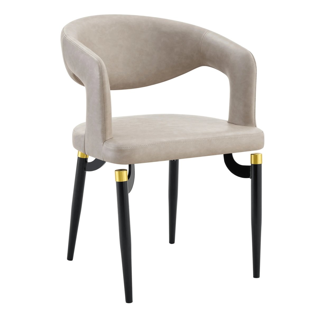Entice Leather Dining Chair with Curved Open Back and Iron Legs