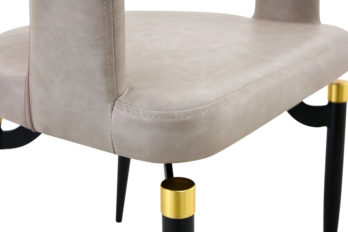 Entice Leather Dining Chair with Curved Open Back and Iron Legs