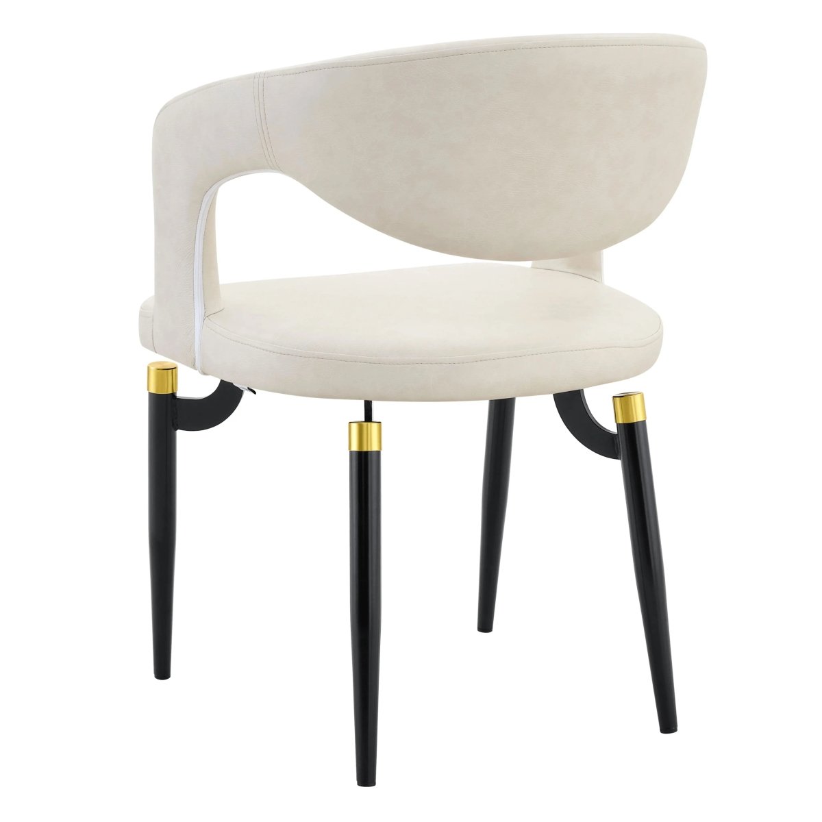 Entice Leather Dining Chair with Curved Open Back and Iron Legs