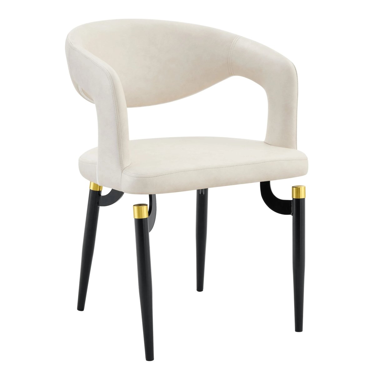 Entice Leather Dining Chair with Curved Open Back and Iron Legs