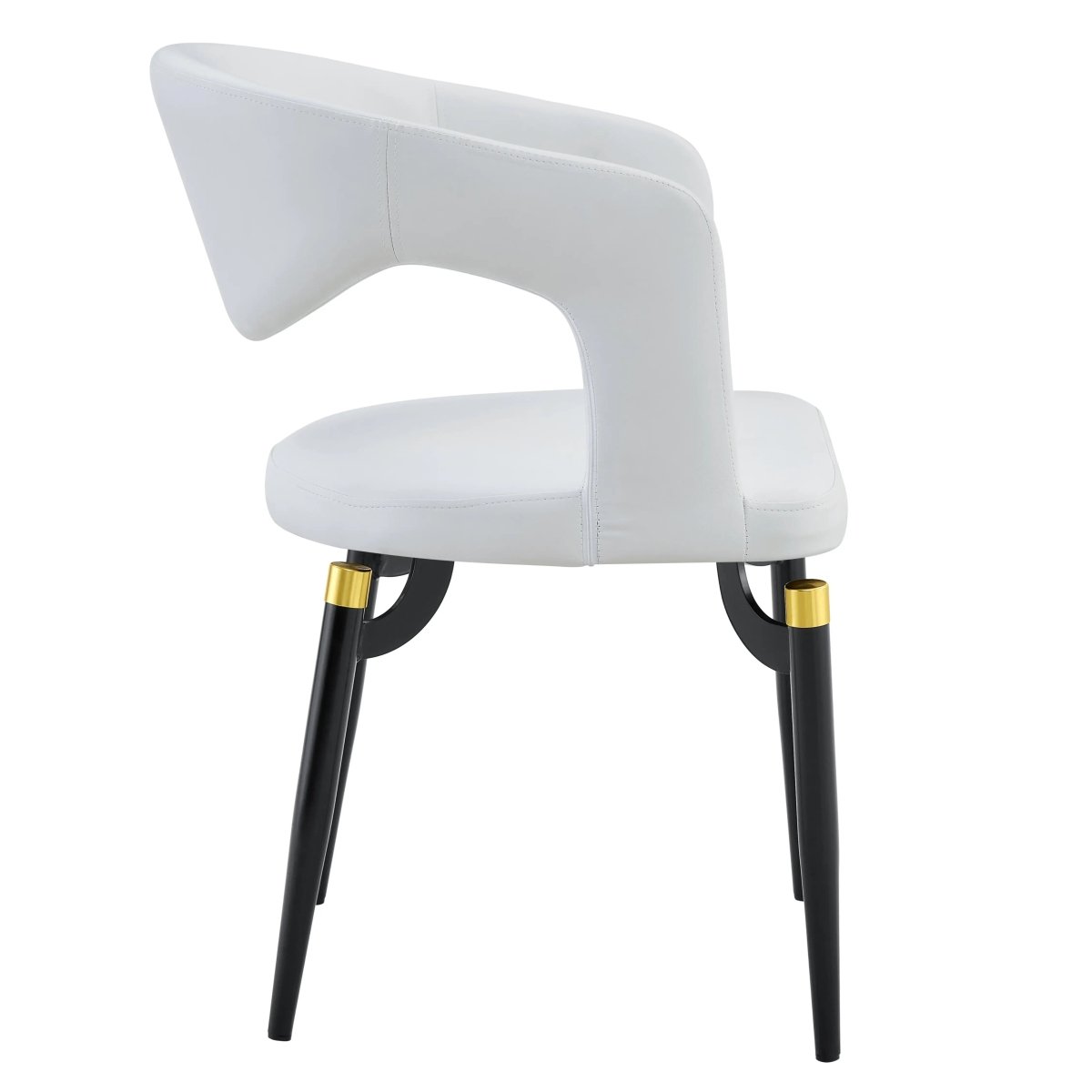 Entice Leather Dining Chair with Curved Open Back and Iron Legs