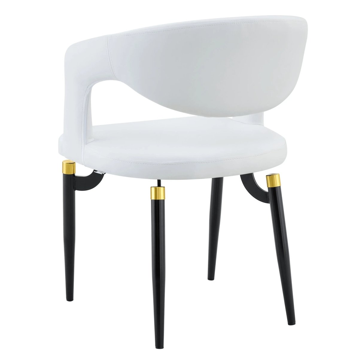 Entice Leather Dining Chair with Curved Open Back and Iron Legs