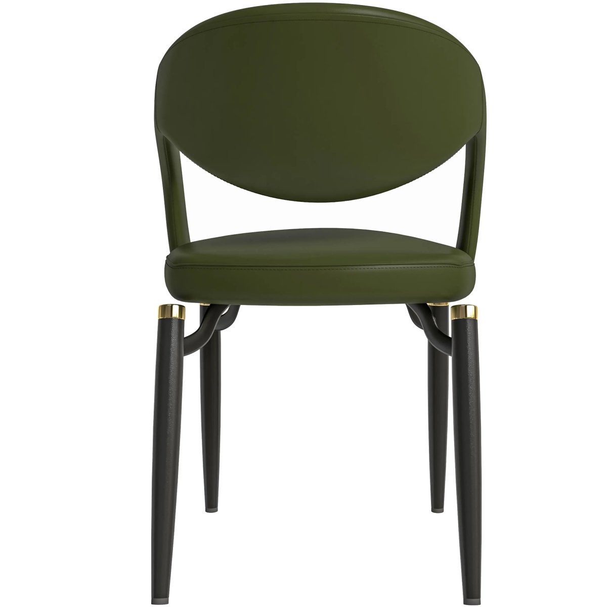 Entice Leather Dining Chair with Curved Open Back and Iron Legs
