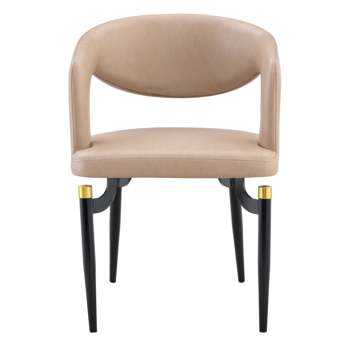 Entice Leather Dining Chair with Curved Open Back and Iron Legs