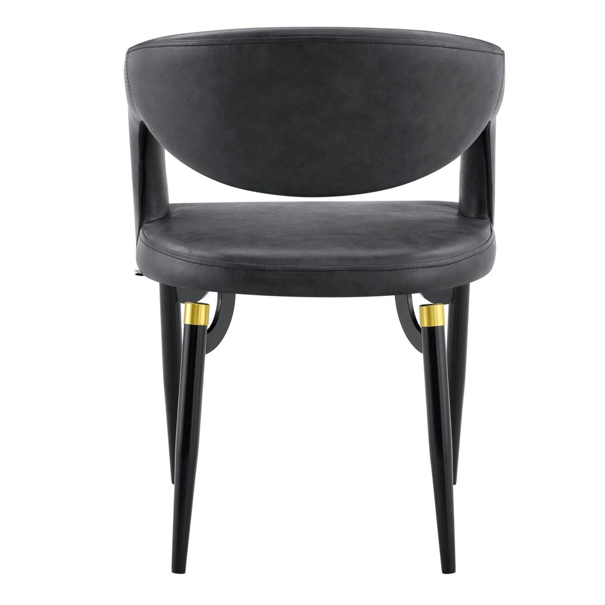 Entice Leather Dining Chair with Curved Open Back and Iron Legs