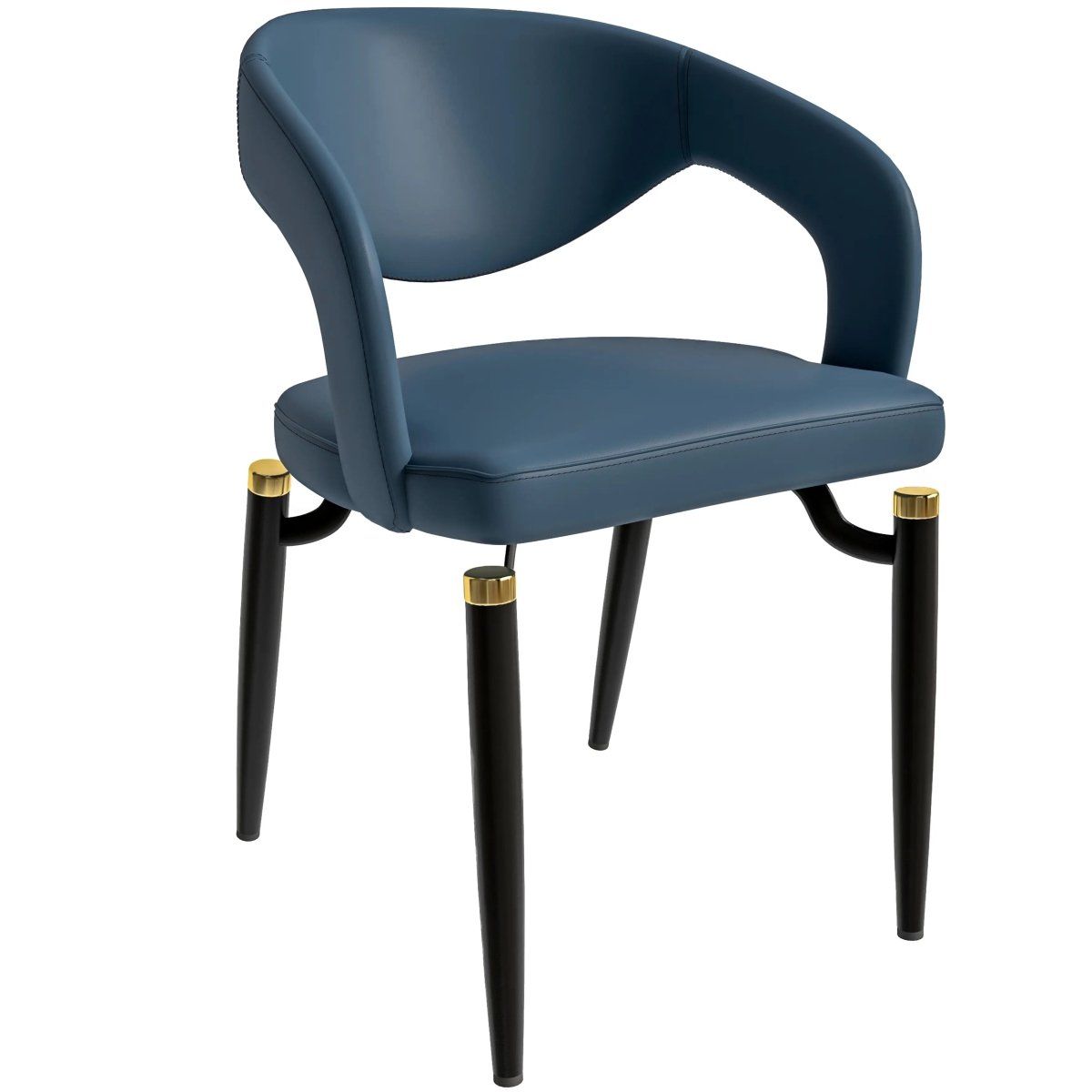 Entice Leather Dining Chair with Curved Open Back and Iron Legs