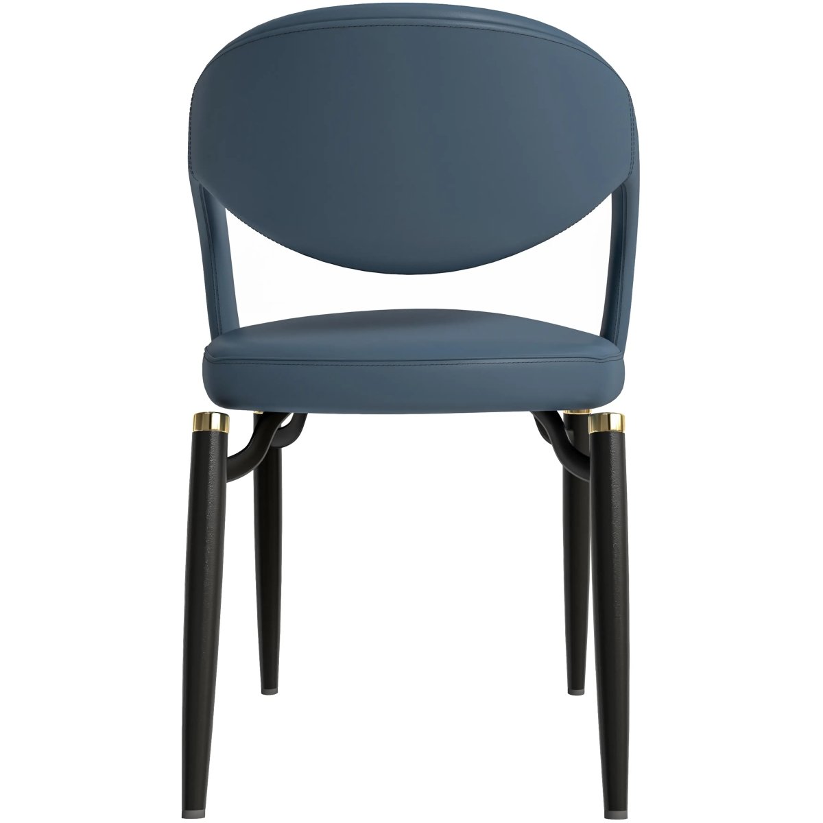 Entice Leather Dining Chair with Curved Open Back and Iron Legs