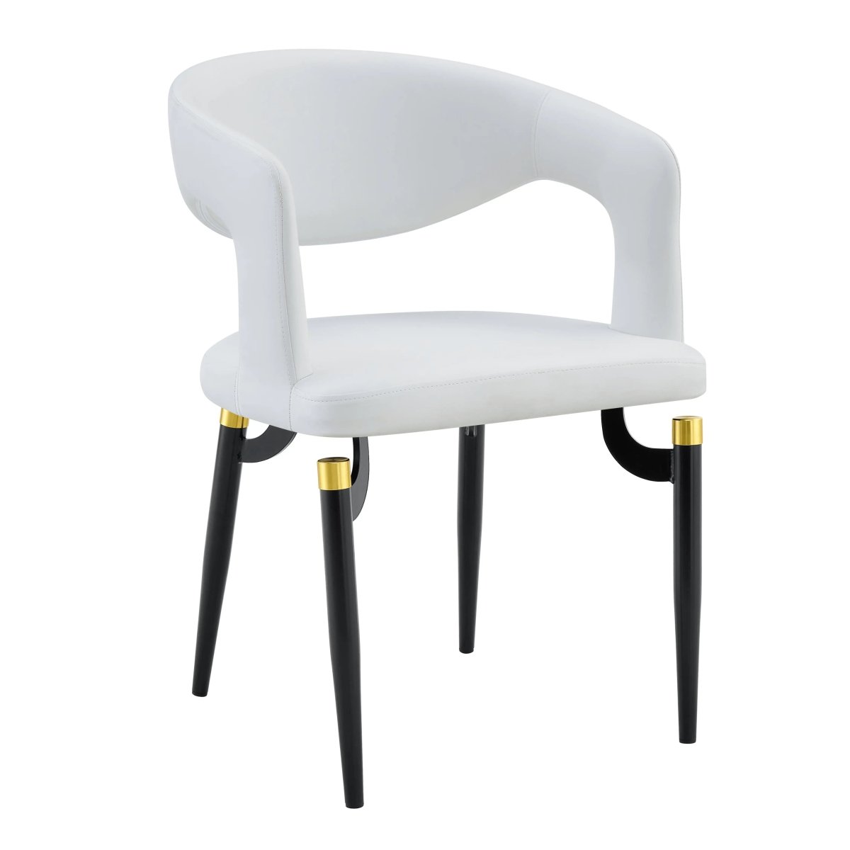 Entice Leather Dining Chair with Curved Open Back and Iron Legs