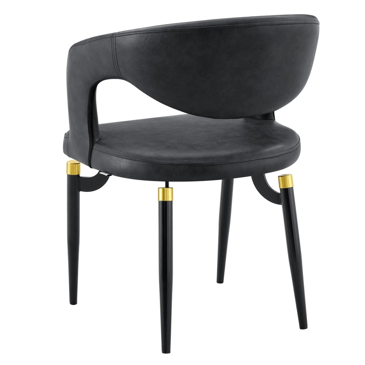 Entice Leather Dining Chair with Curved Open Back and Iron Legs