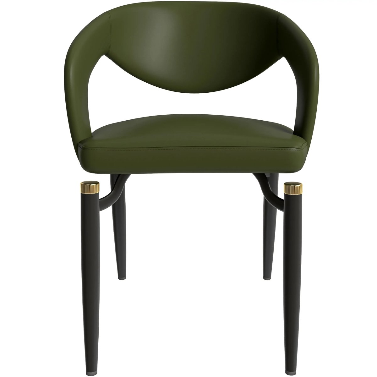 Entice Leather Dining Chair with Curved Open Back and Iron Legs
