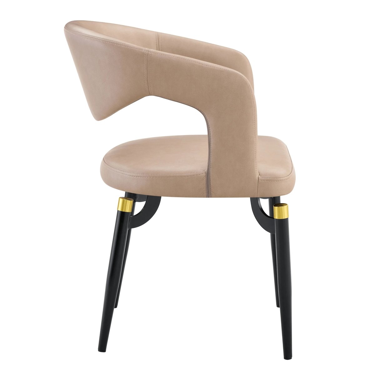 Entice Leather Dining Chair with Curved Open Back and Iron Legs