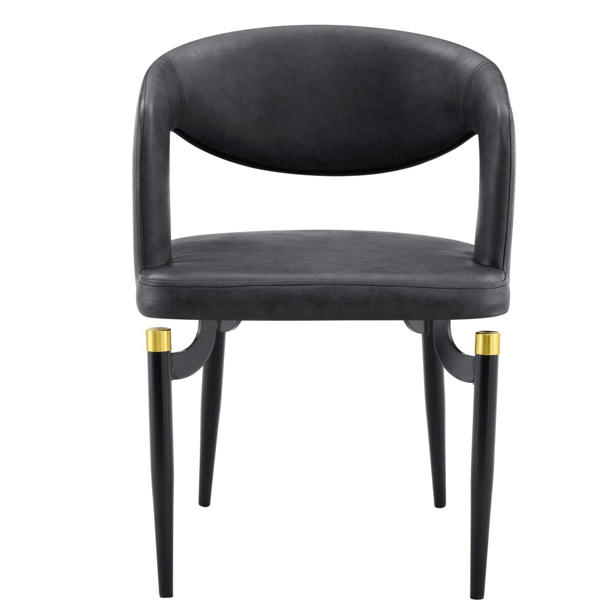 Entice Leather Dining Chair with Curved Open Back and Iron Legs
