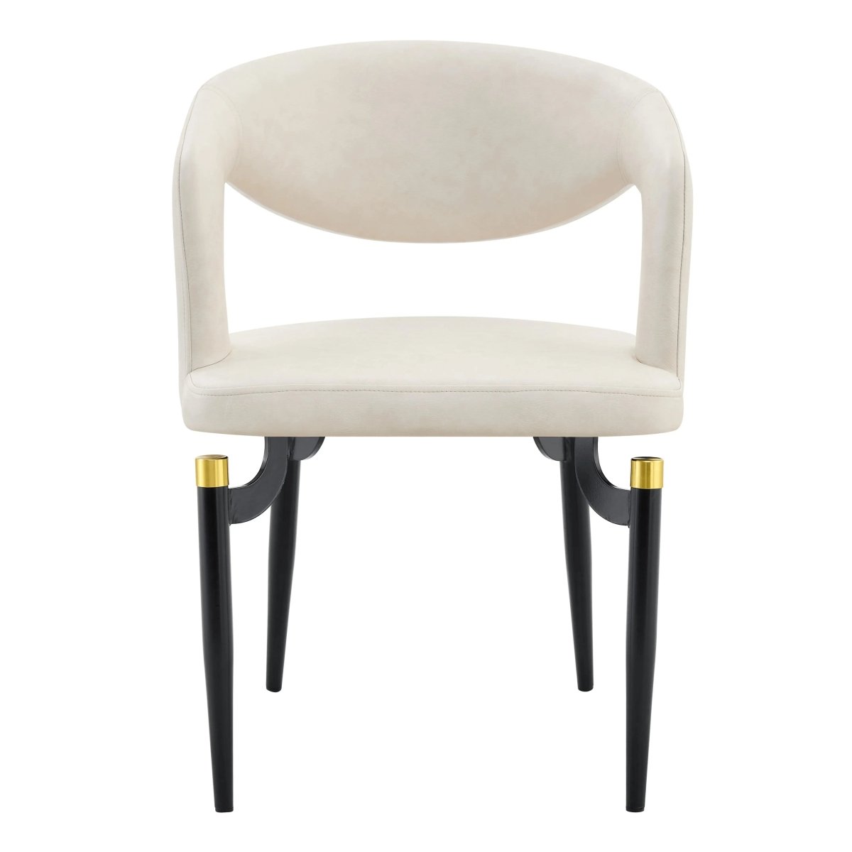 Entice Leather Dining Chair with Curved Open Back and Iron Legs