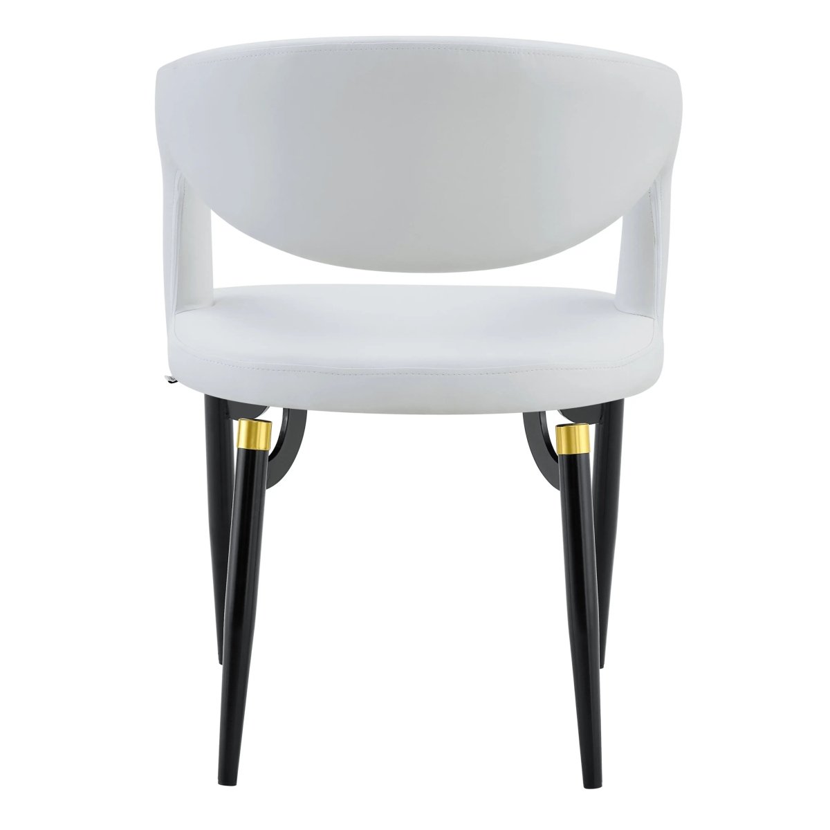 Entice Leather Dining Chair with Curved Open Back and Iron Legs